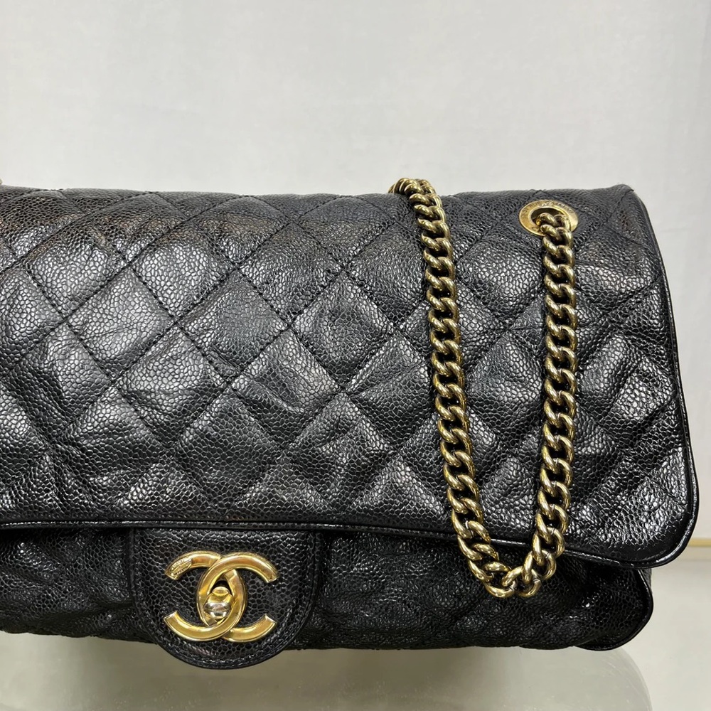 Chanel Easy Flap Jumbo Caviar Leather shoulder bag - Picture 7 of 13